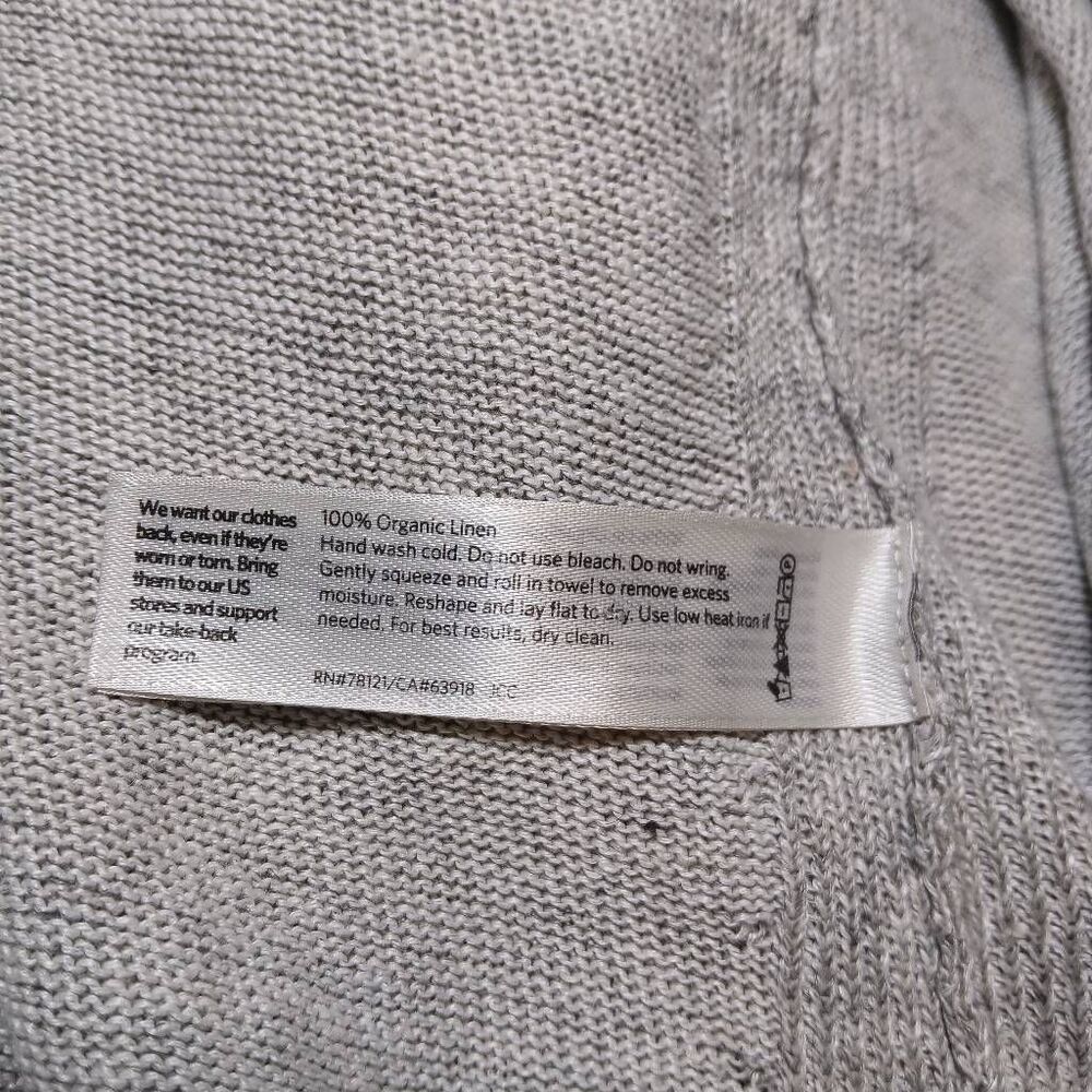 Eileen fisher womens medium 100% organic linen gray knit slouchy spring shirt - Picture 9 of 9